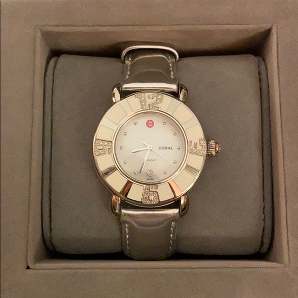 Michele Accessories - Michele Coral Collection Diamonds Set Bezel Watch
